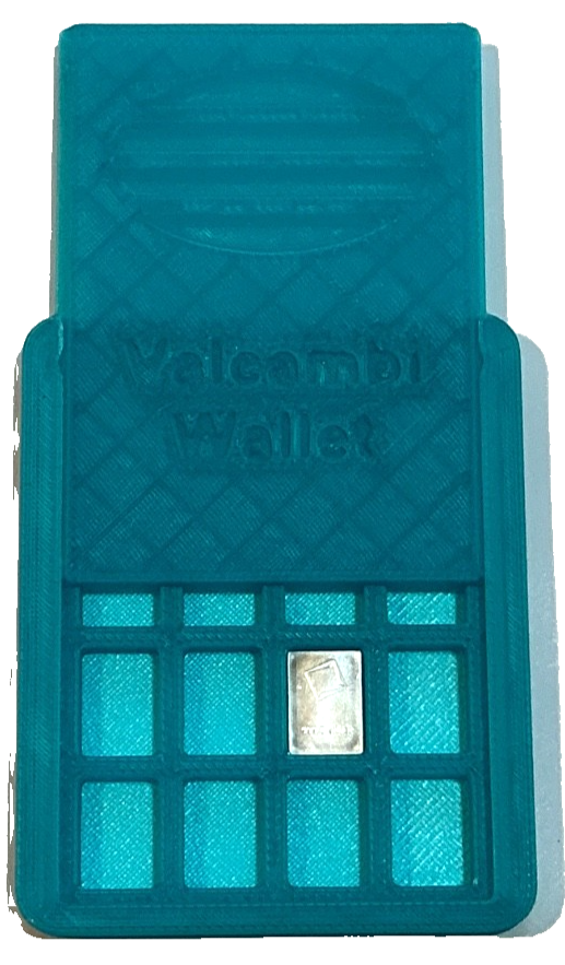 Aqua Valcambi Wallet Holds 32 SILVER Bars Slide Top INCLUDES 1 Gram .999 Bar