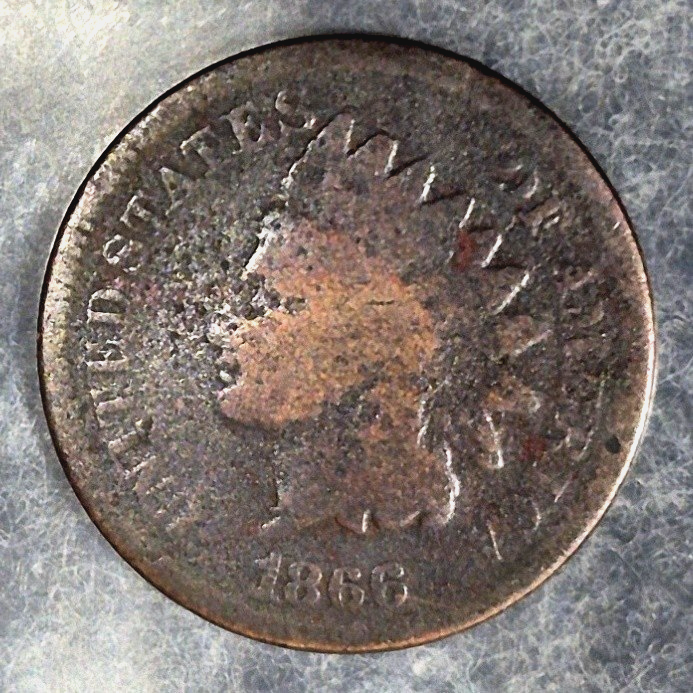 1866 Indian Head Cent 1C Good Better Date Low Mintage Bronze Post Civil War