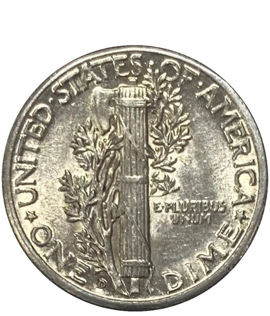 1945 D Mercury Dime BU Brilliant Uncirculated 90% Silver 10c FSB White Coin