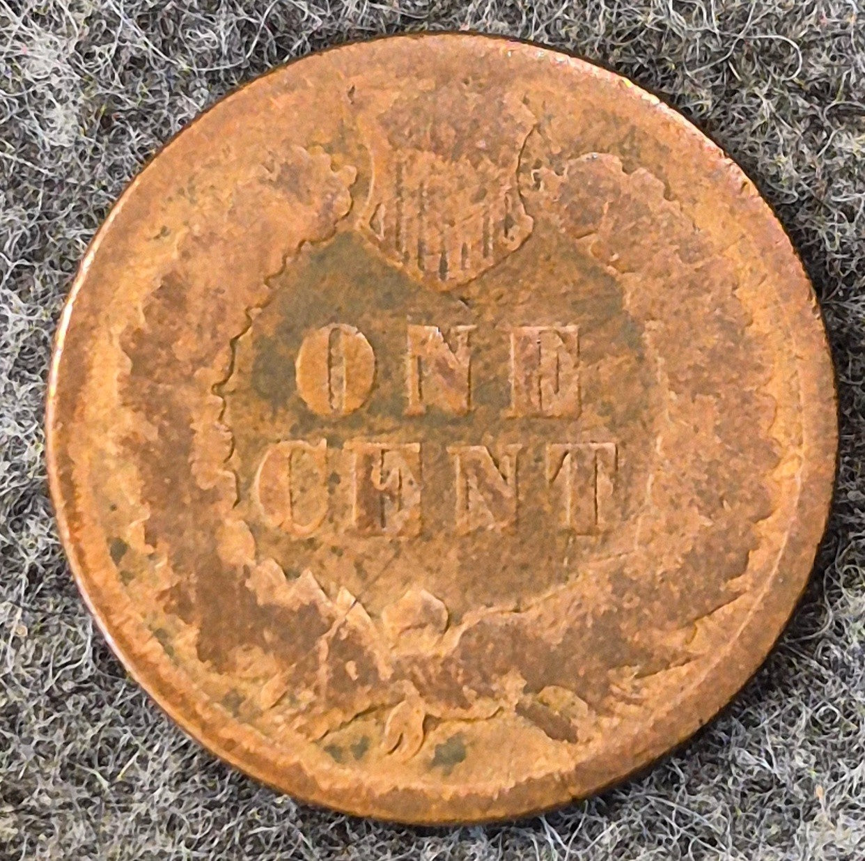 1874 Indian Head Cent Penny AG or Less Features, Hole Filler, Coin Pictured 1C