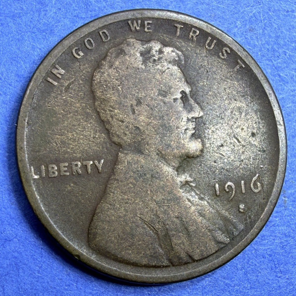 1916-S Lincoln Wheat Cent 1C VG Very Good Semi Key San Francisco US Coin
