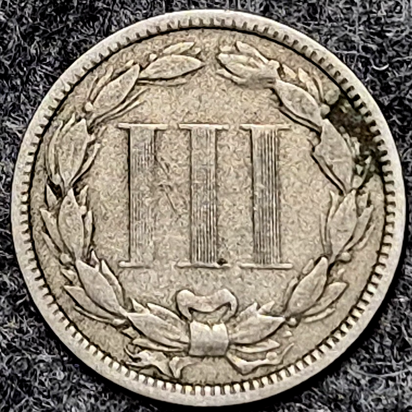 1873 Three Cent Nickel Open 3 VF Very Fine Raw US 3C Coin
