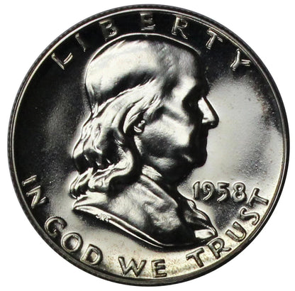 1958 Franklin 90% SILVER Half Dollar PROOF COIN Gem Uncirculated Full Bell Lines