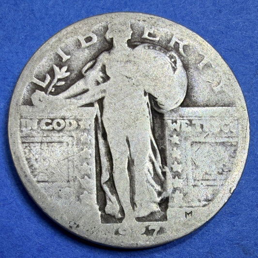 1927 Standing Liberty Quarter 25C G Good Type 2 90% Silver US Coin Collectible
