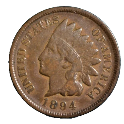 1894 Indian Head Penny Very Good Features (VG) Average Circulated 1c Coin