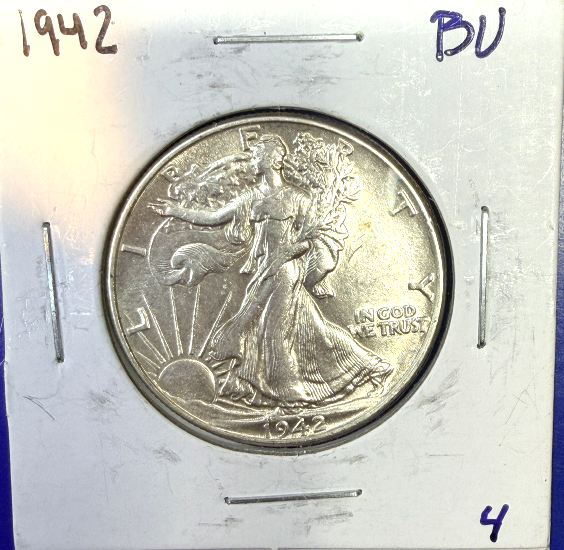 LOT OF 4 ~ 90% Silver Walking Liberty Half Dollars Brilliant Uncirculated BU