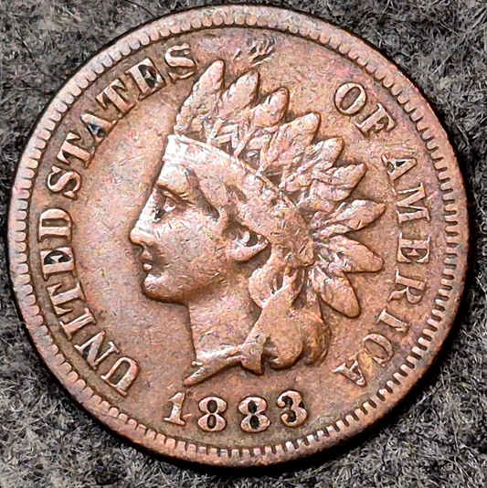 1883 Indian Head Cent Penny VF Features Part Liberty, Receive Coin Pictured 1C