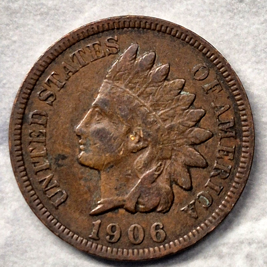 1906 Indian Head Cent 1C VF Very Fine Brown Bronze Penny Antique US Type Coin