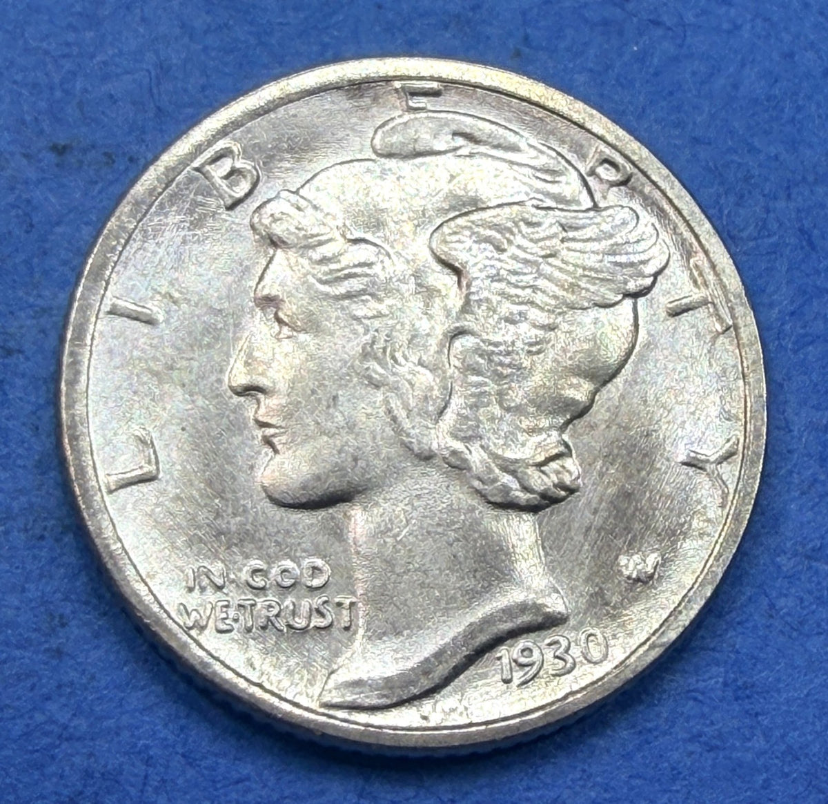 1930 Mercury Dime 10C AU About Uncirculated Lustrous 90% Silver Winged Liberty