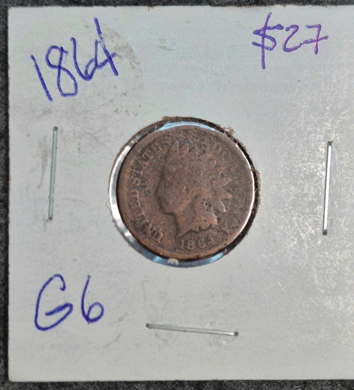 1864 Copper Nickel Indian Cent Penny Good Features Nice Coin 1C