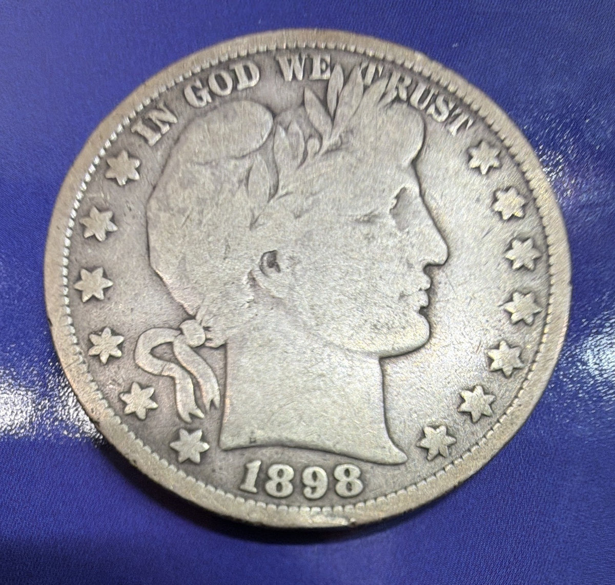 1898 Barber Half Dollar 50C F-VF Fine Very Fine 90% Silver US Coin