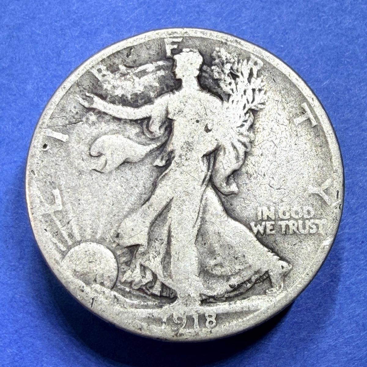 1918 Walking Liberty Half Dollar 50C G Good 90% Silver WWI Era Philadelphia Coin