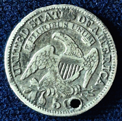 1830 Capped Bust Half Dime .8924 Silver, VF+ Features -Holed -US Early R- 4.5