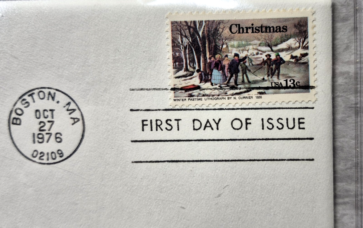 1976 Postmasters of America Christmas Sterling Silver Proof Medal FDC Set