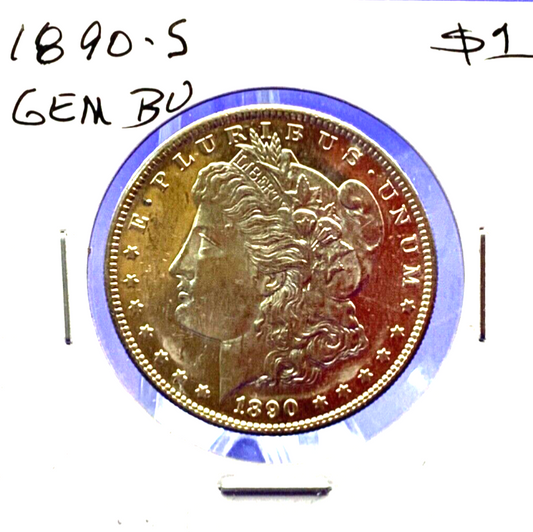 1890-S  Morgan 90% Silver Dollar BU Gem Shiny, Bright UNCIRCULATED Coin