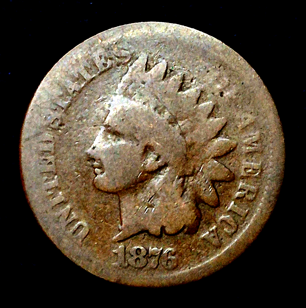 Better Date 1876 Indian Head Cent G+/VG  Features Nice Brown Strong Full Date