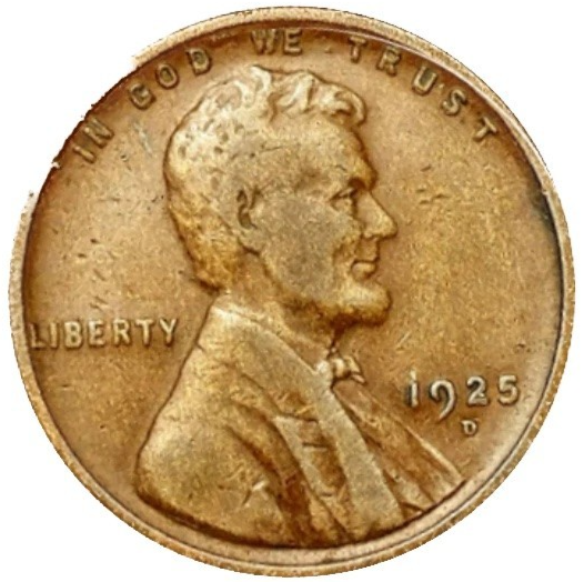 1925 D Lincoln Cent Good - Very Good (G-VG) Circulated Condition Copper Penny