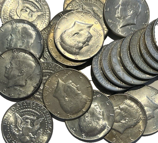 $1 Face Value - 40% Silver 1965-1970 Kennedy Half Dollars Average Circulated JFK