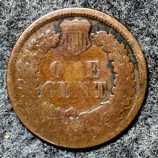 1864 Indian Head Cent Penny AG or Less Features, Hole Filler, Coin Pictured 1C