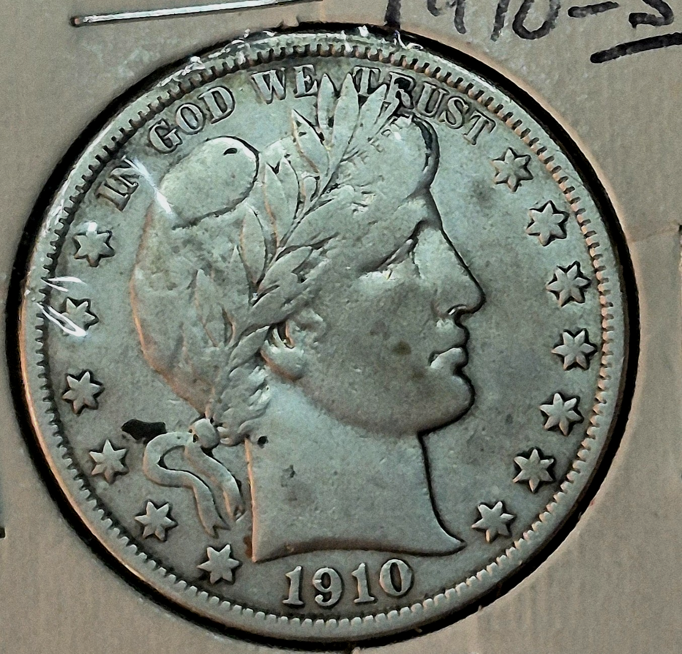 1910-S 50C Barber Liberty Head Half Dollar, Vintage Flip, VF Features 90% Silver