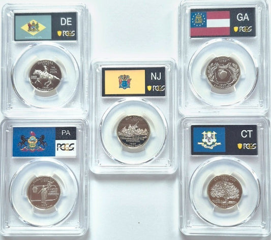 1999 S Silver State Quarter Set PCGS PR69DCAM 90% Silver (DE/PA/NJ/GA/CT) 25C