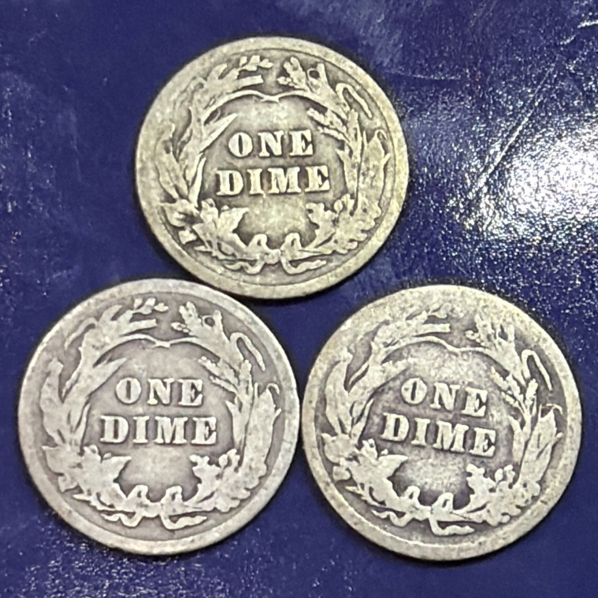 1910 1912 1913 Barber Dime 10C Lot of 3 G Good 90% Silver US Coins