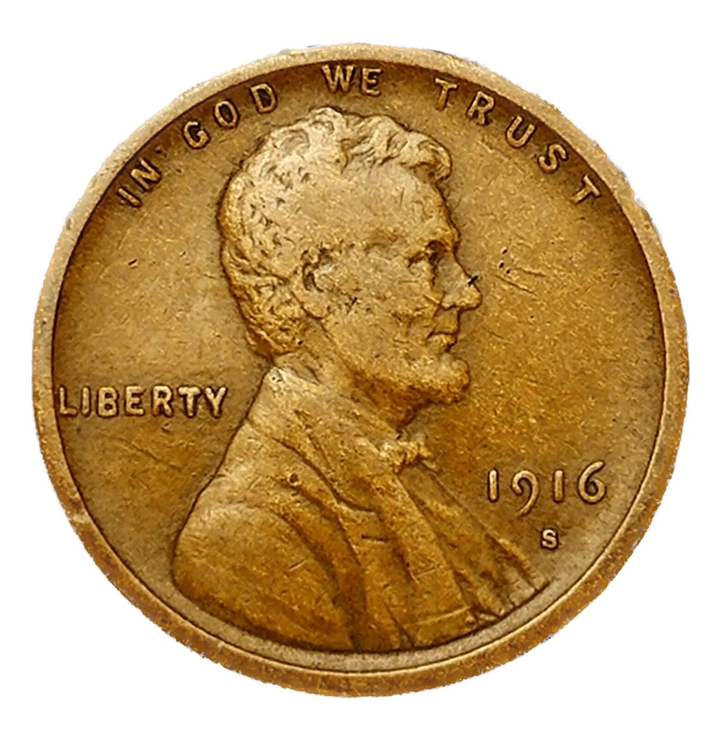 1916 S Lincoln Wheat Cent FINE - VERY FINE Condition Circulated Copper 1c Penny
