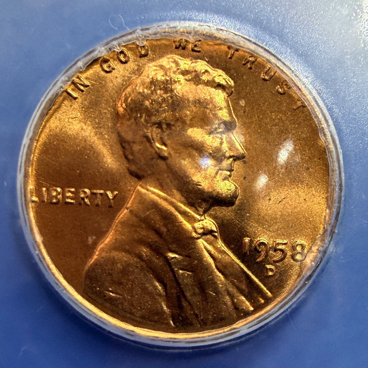 1958-D Lincoln Wheat Cent ICG MS65 RD Last Year Wheat Reverse Full Red Penny