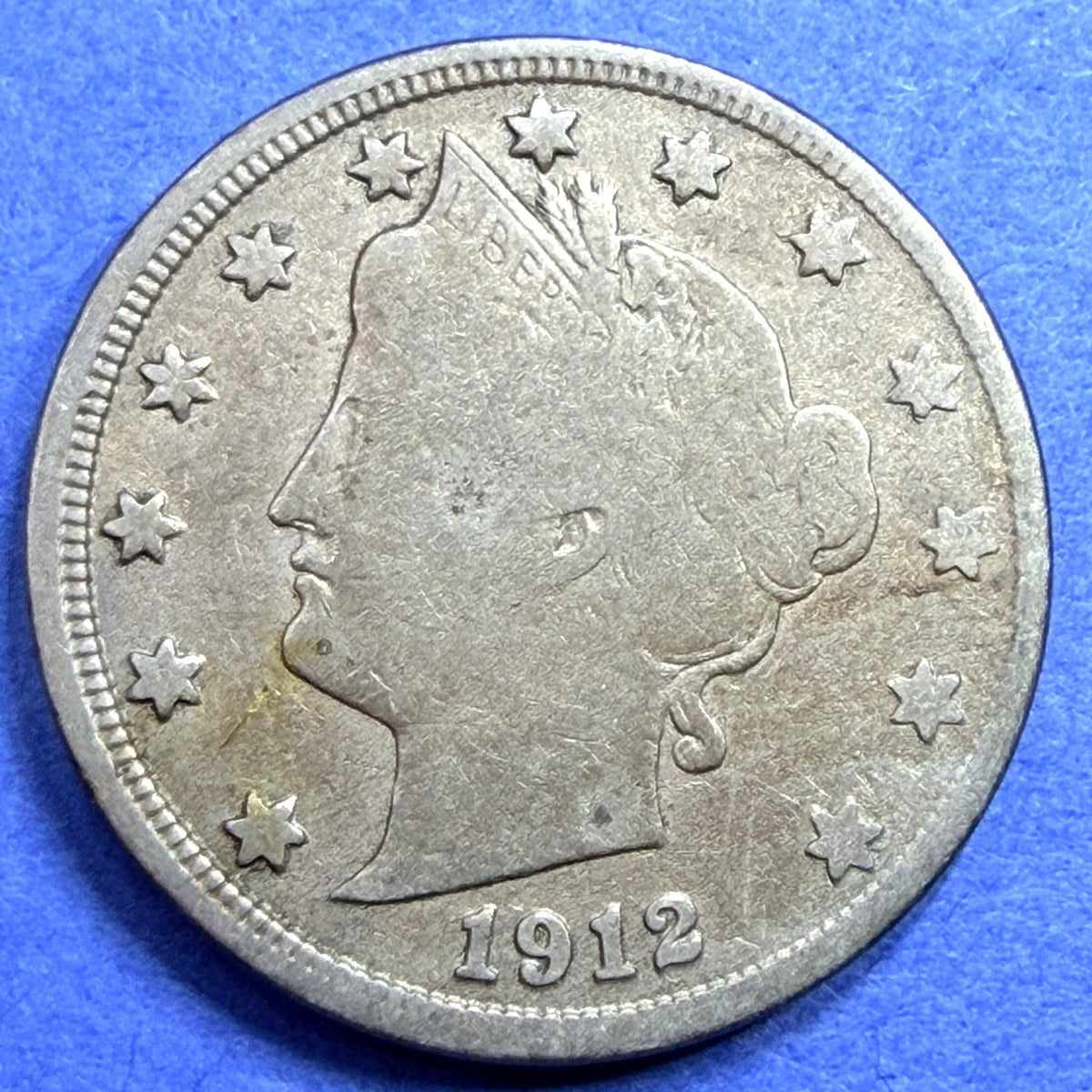 1912 Liberty Head V Nickel 5C F Fine Philadelphia Antique US Five Cent Coin Raw
