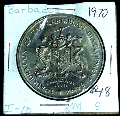 1970 F.A.O. Barbados $4 Dollar Incredible BU Features Only 30K Produced KM-A9