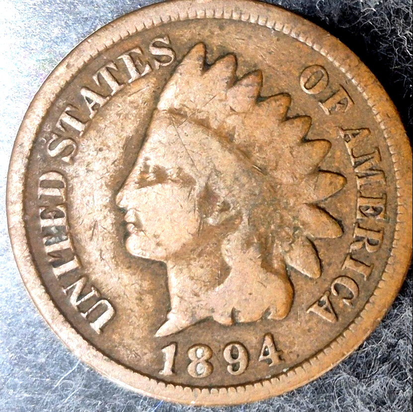 1894 Indian Head Cent Good Full Rims Shield Lines Bronze 1C US Penny Coin