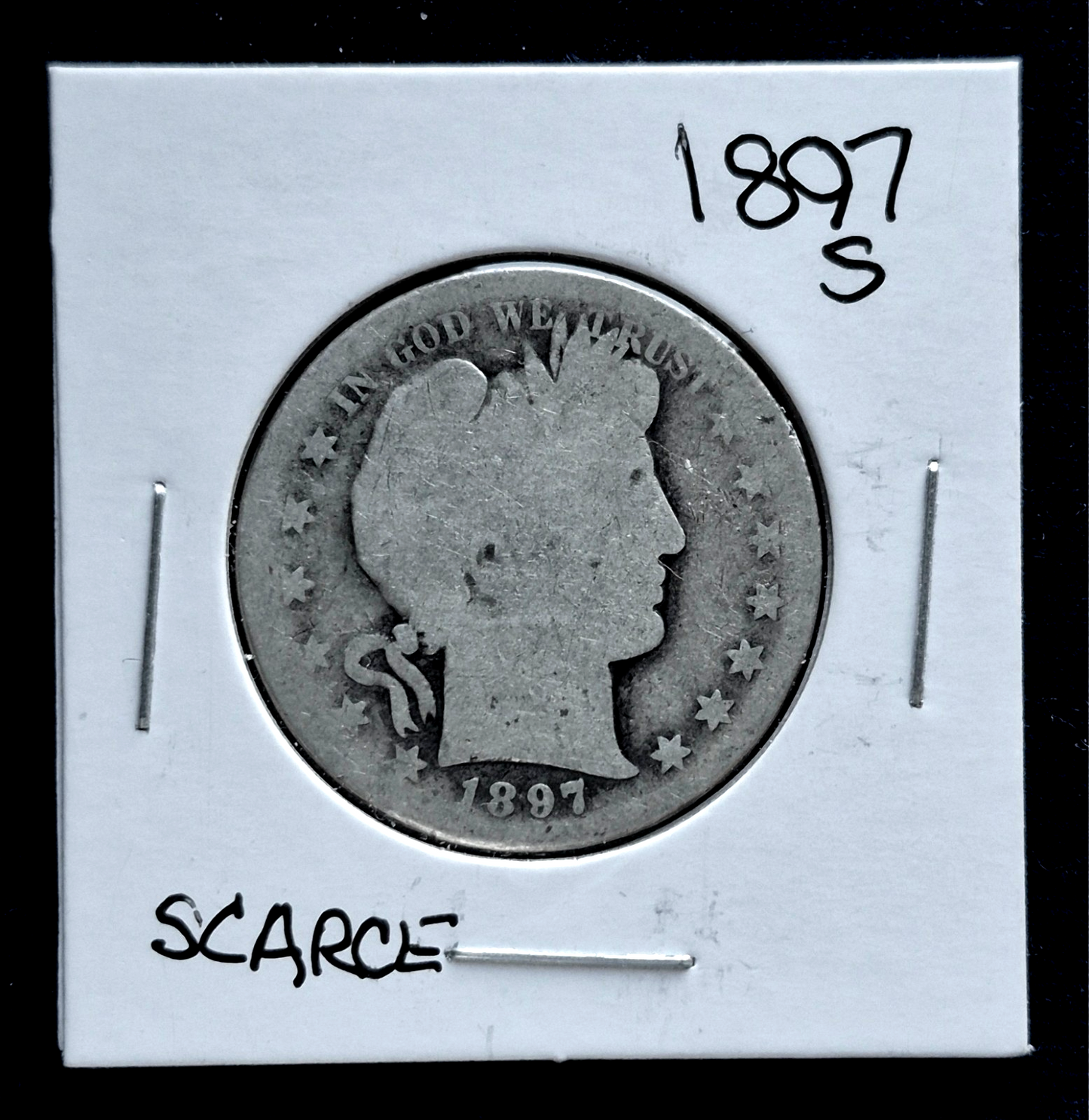 1897 S Barber 90% Silver Half Dollar AG About Good 50c Coin Scarce Collectable