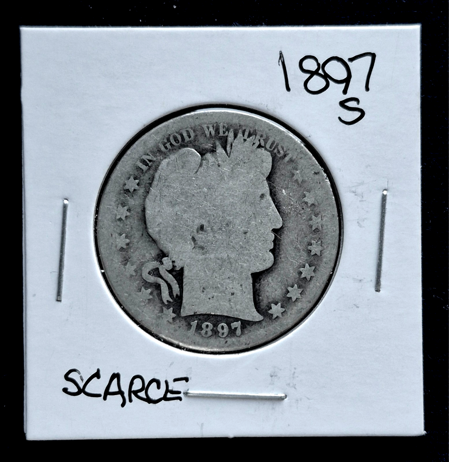 1897 S Barber 90% Silver Half Dollar AG About Good 50c Coin Scarce Collectable