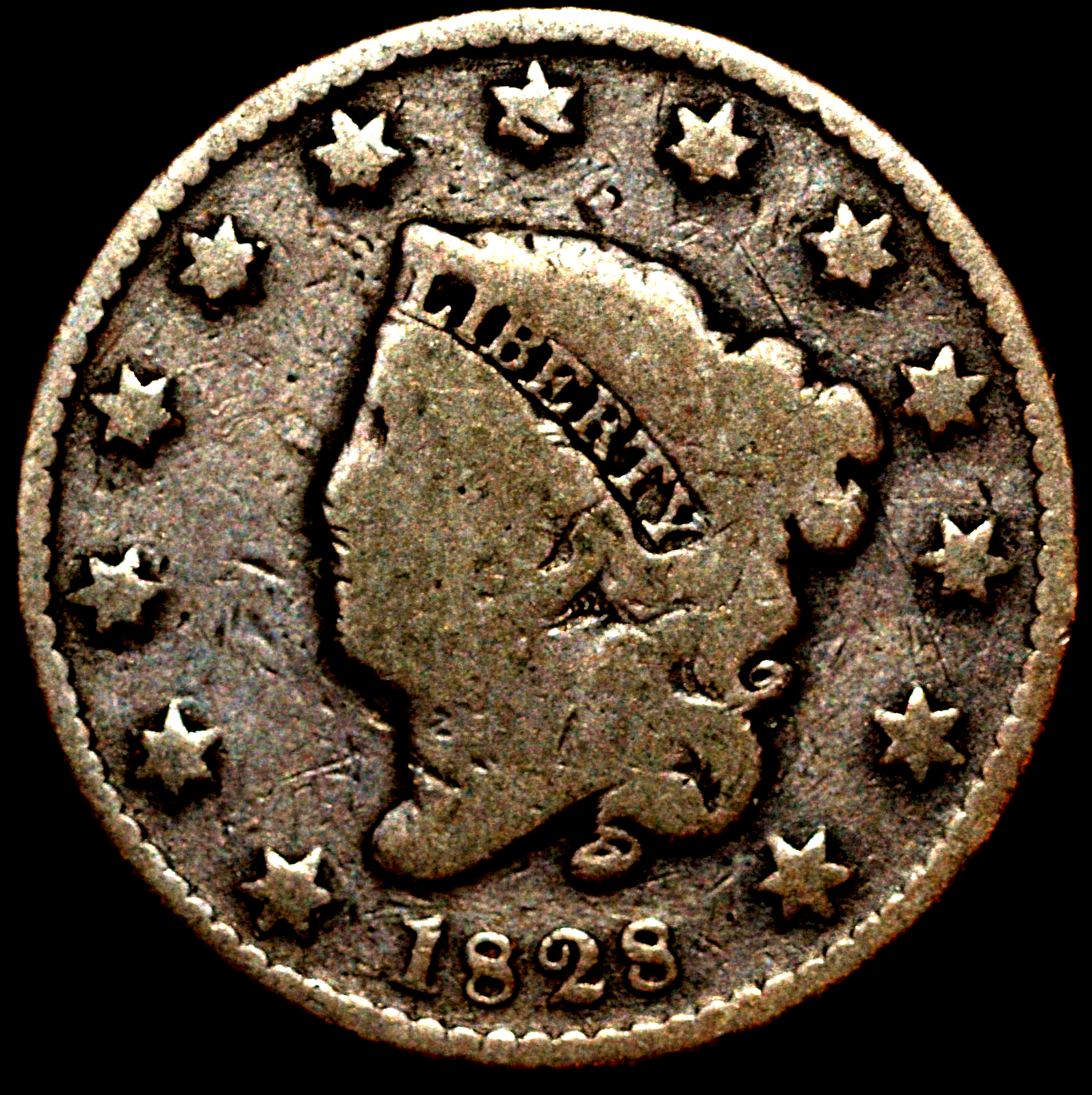 1828 Rare Small Wide Date 1C Coronet Head Cent N10 R1 GSID 949 Good Features