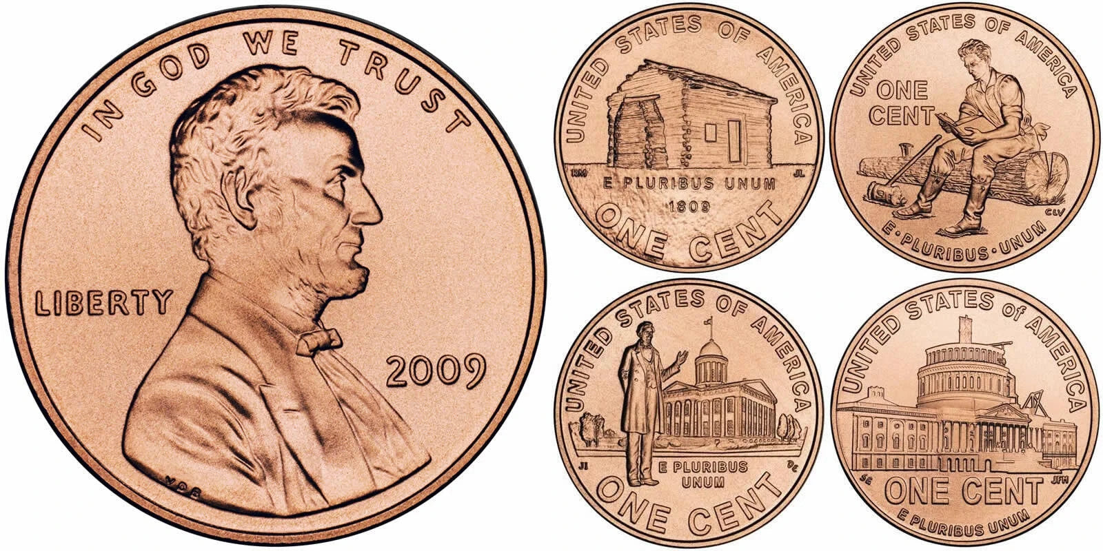 🔥 2009 P Lincoln Bicentennial Penny Set of 4 BU Uncirculated Philadelphia Mint