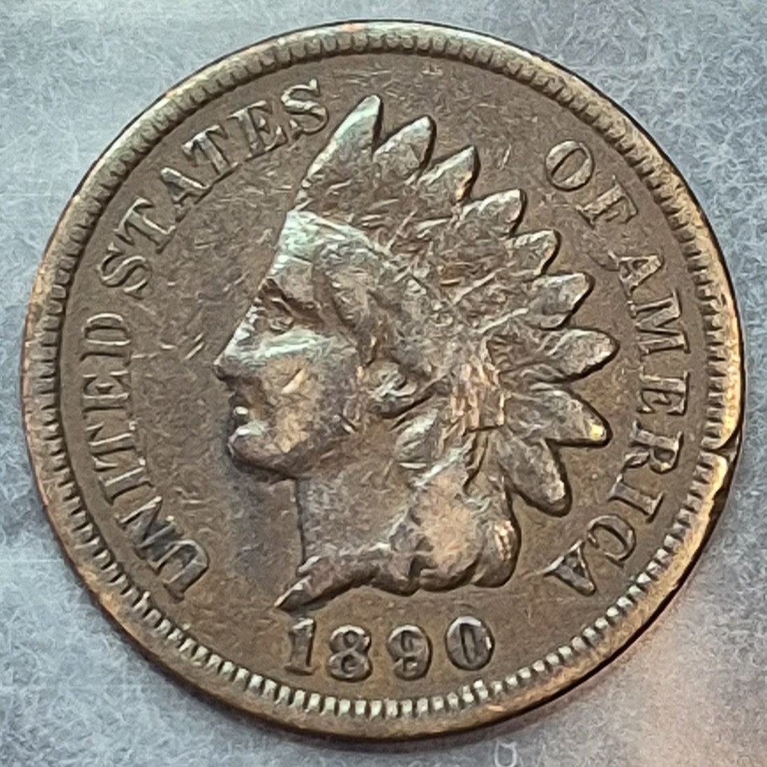1890 Indian Head Cent Penny 1C VG Very Good Bronze Antique 19th Century US Coin