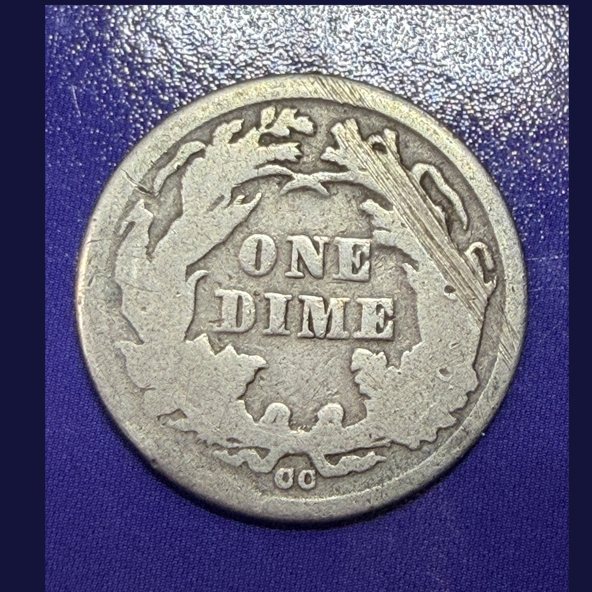 1877-CC Seated Liberty Dime 10C Fine F Carson City 90% Silver US Coin
