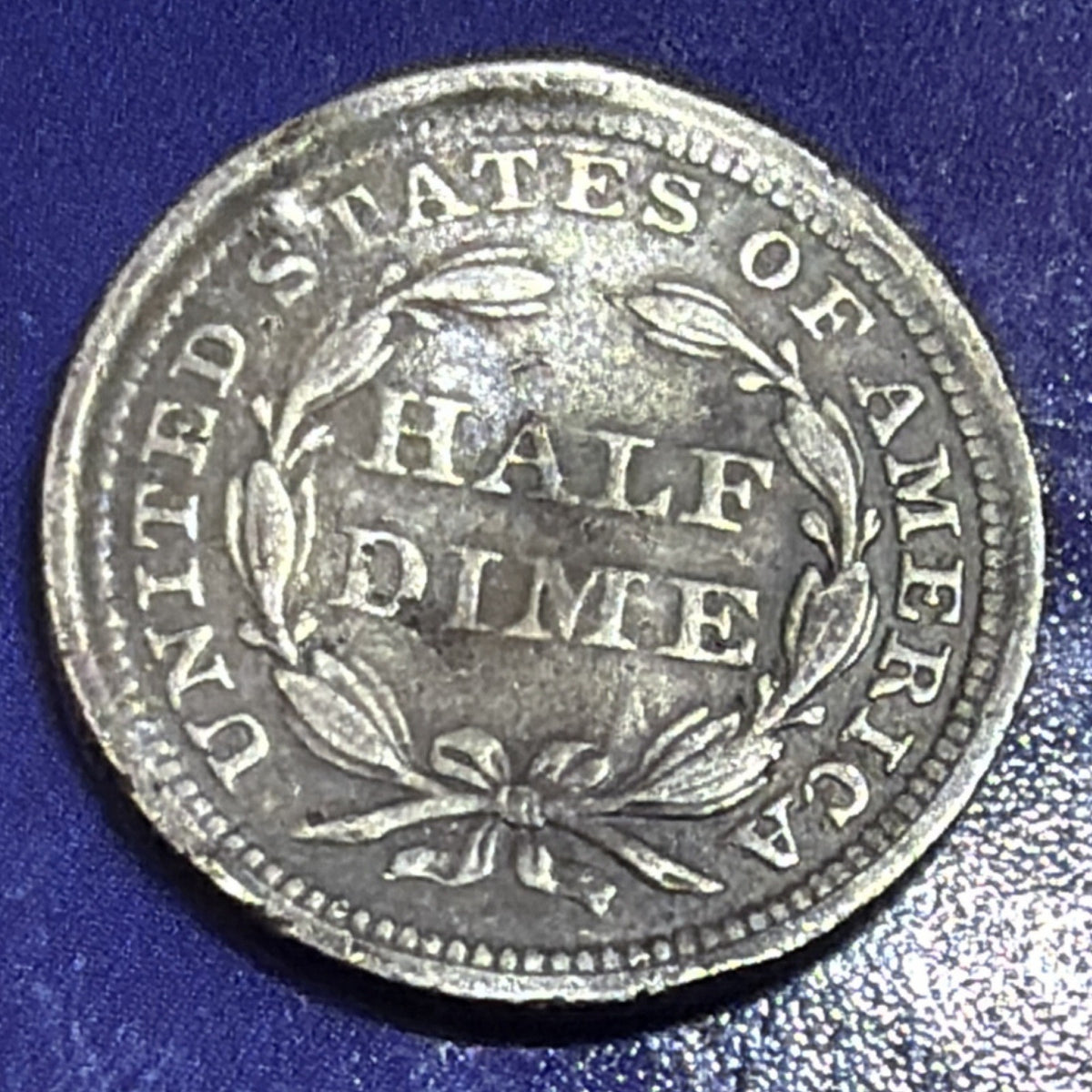 1857 Seated Liberty Half Dime 5C G Good Bent 90% Silver US Coin Philadelphia