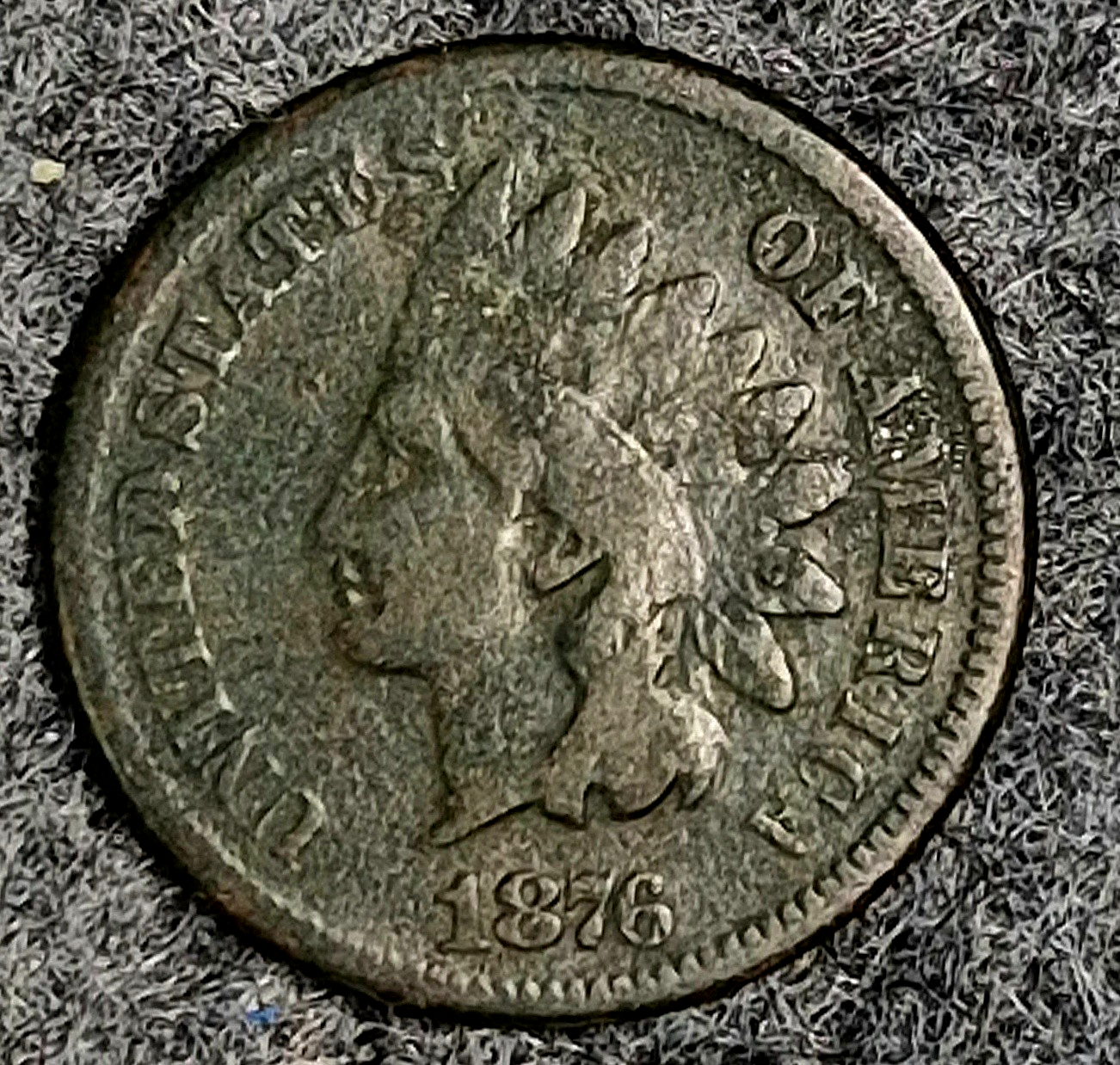 Better Date 1876 Indian Head Cent  VG Features Dark Brown Strong Full Date