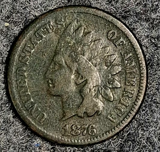 Better Date 1876 Indian Head Cent  VG Features Dark Brown Strong Full Date