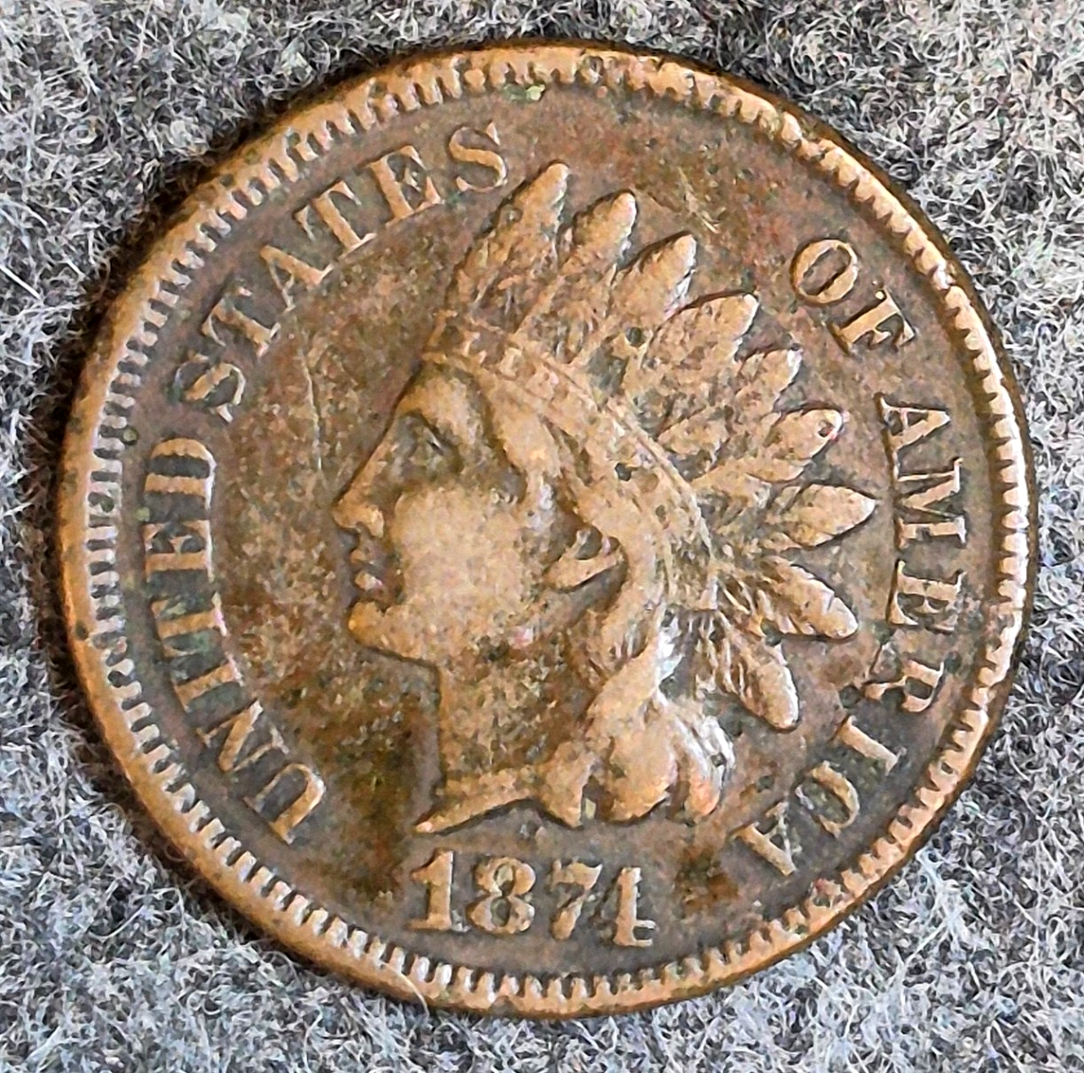 Lot (3) 1874 Indian Head Cents Different Tones Matching VF Features Coins Shown