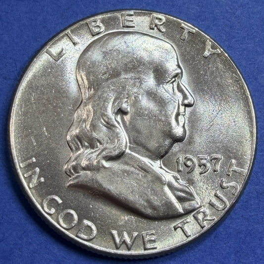 1957 Franklin Half Dollar 50C BU Brilliant Uncirculated 90% Silver Bright Luster