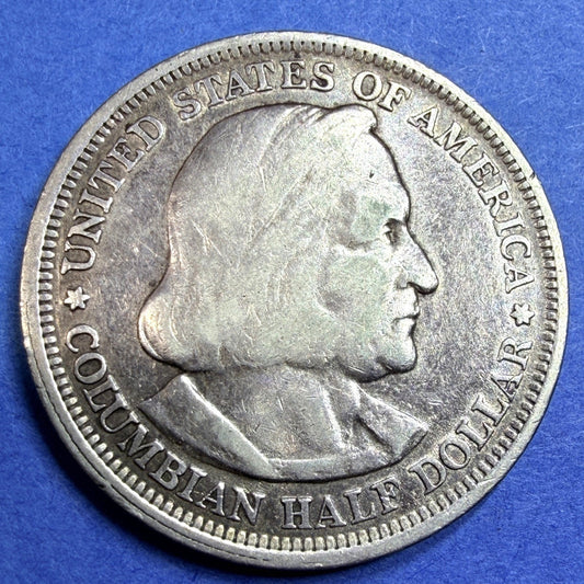1893 Columbian Exposition Commemorative Half Dollar 50C F Fine 90% Silver Coin