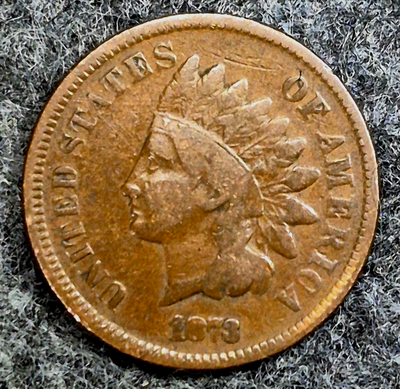1873 Indian Head Cent Penny G-VG Features, Open 3, Receive Coin Pictured 1C