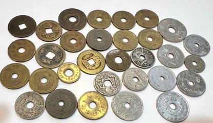 {Lot of 30} Unusual Shaped World Coins with Square and Round Holes