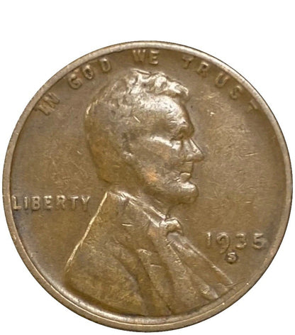 🔥 1935 S Lincoln Wheat Cent Good - Very Good (G-VG) Condition Copper Penny 1c