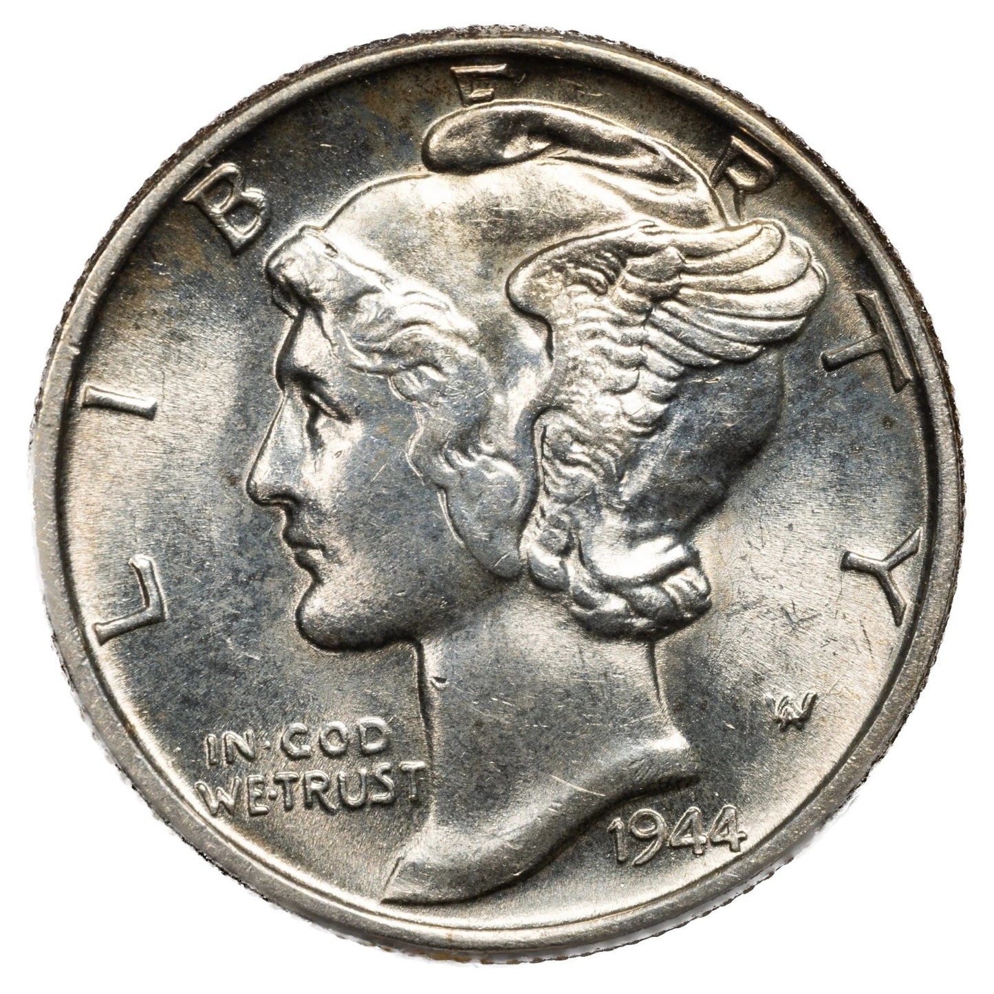 1944 P Mercury Dime BU Brilliant Uncirculated 90% Silver 10c FSB White Coin