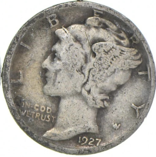G-VG+ 1927-P Mercury 90% SILVER Dime Average Circulated Condition