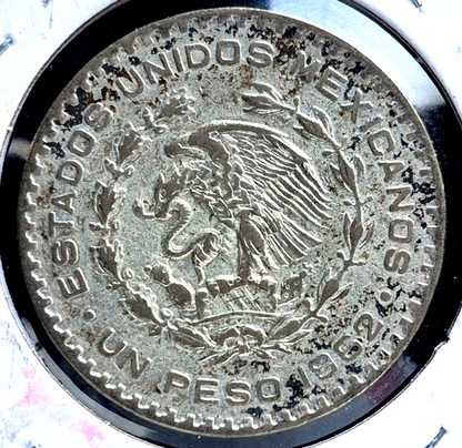 1962 Mexico 1 Peso Jose Maria Morelos .100 Silver Coin Un Peso Plata XF+ Feature