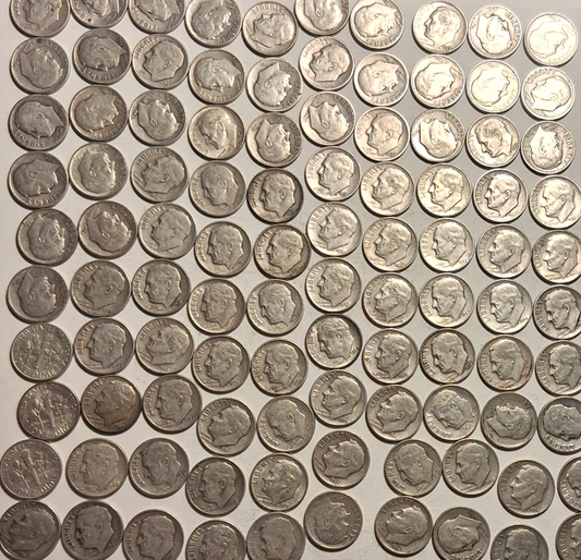 1 U.S. Oz. Bulk Silver Roosevelt Dimes 90% Silver Physical Coin Weight WSHTF
